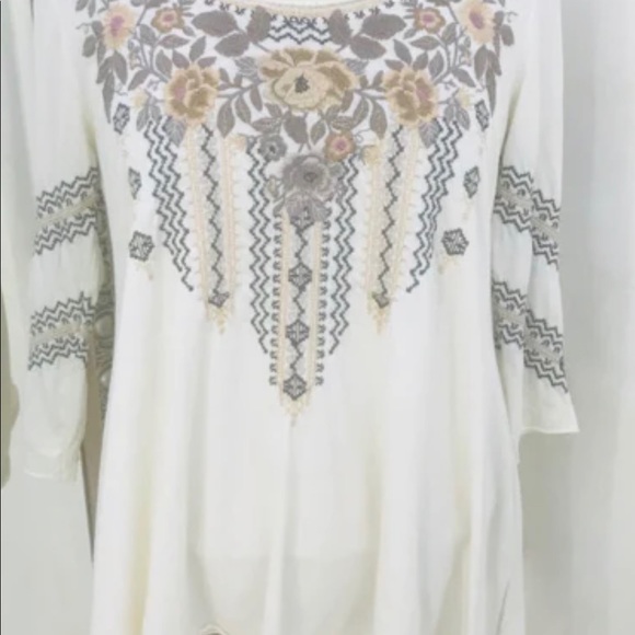 JOHNNY WAS Size S Cream Marushka Trapeze Blouse - Picture 7 of 9